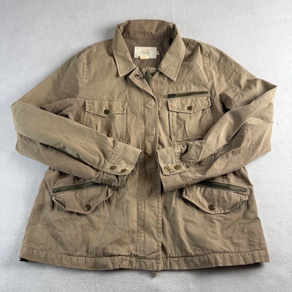 J.Crew Classic Twill‎ Chino Utility Field Jacket Khaki Cotton Medium Distressed